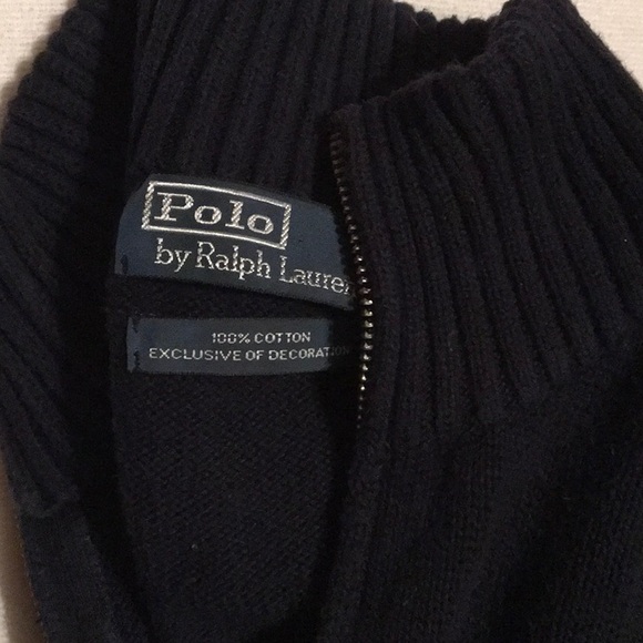 Polo by Ralph Lauren 100% Cotton Quarter Zip Navy Sweater sz L - Picture 3 of 11